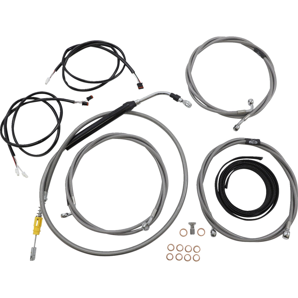 LA Choppers Complete Plug-And-Play Cable Kit 15" 17" Handlebars ABS Stainless - LA-8056KT3-16 For Harley Touring 2021-2022