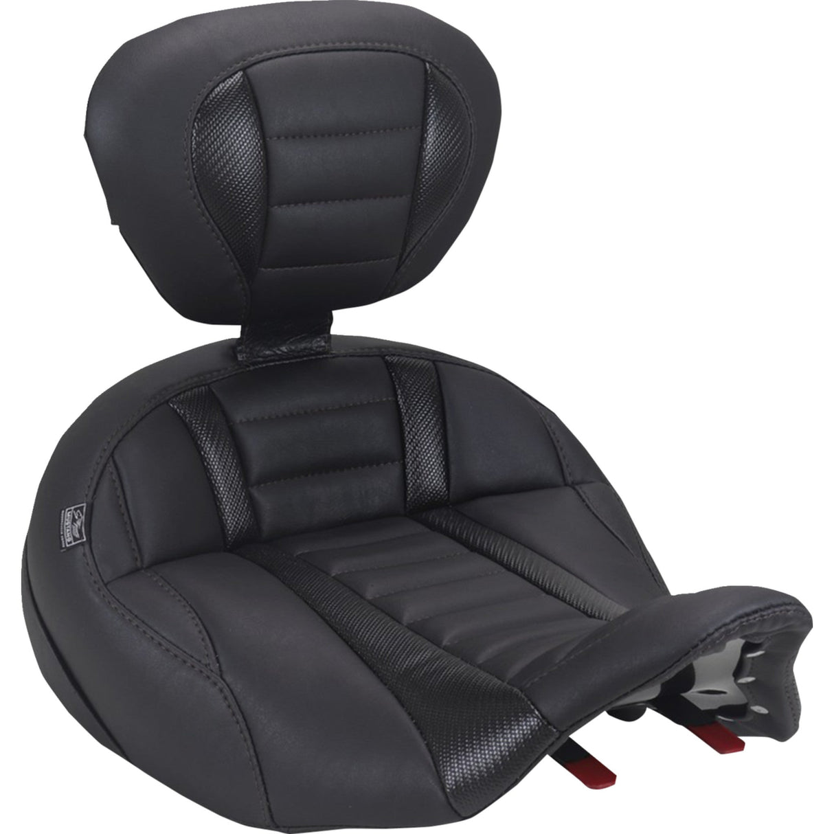 Mustang Deluxe Touring Solo Seat With Driver's Backrest Black Stitch - 89406 For Harley Touring 2023-2026