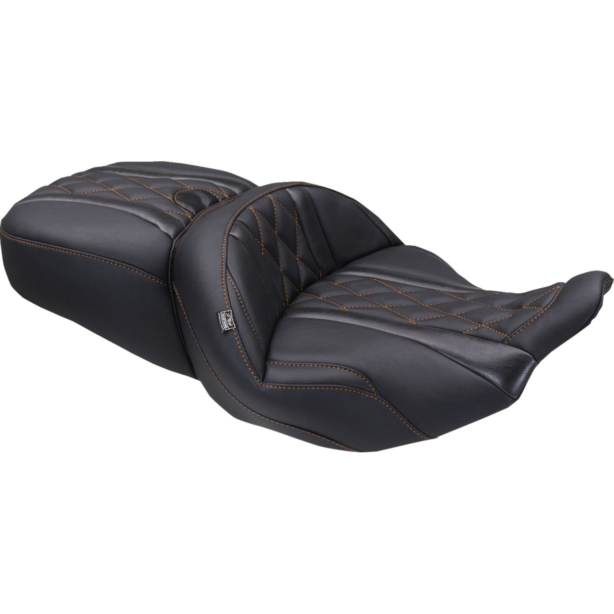 Mustang Deluxe Touring Seat Diamond Mandarin Orange Stitch - 89411MO For Harley Touring 2023-2026