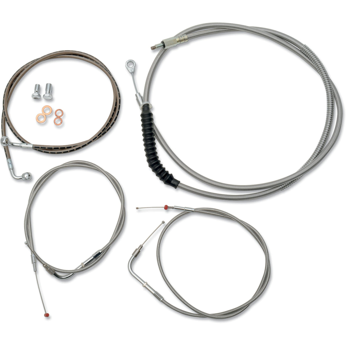 LA Choppers Standard Stainless Braided Handlebar Cable Brake Line Kit 12"-14" Ape - LA-8220KT-13 For Harley Dyna Wide Glide / Switchback 2010-2017