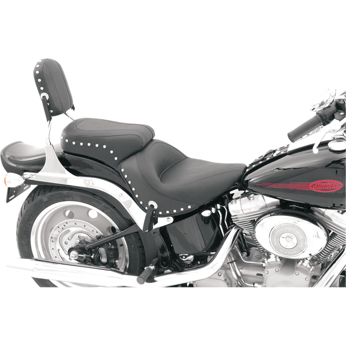 Mustang Studded 2-Up Seat - 76401 For Harley Softail 2006-2017