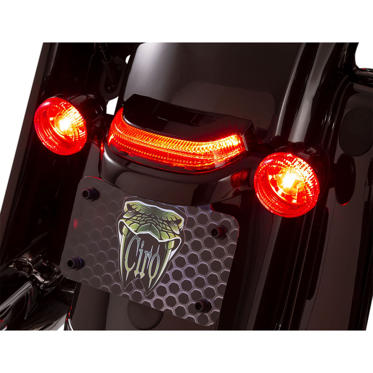 Ciro Crown Taillight With Lightstrike™ Technology Red Lens Black - 40174 For Harley Touring 2006-2026