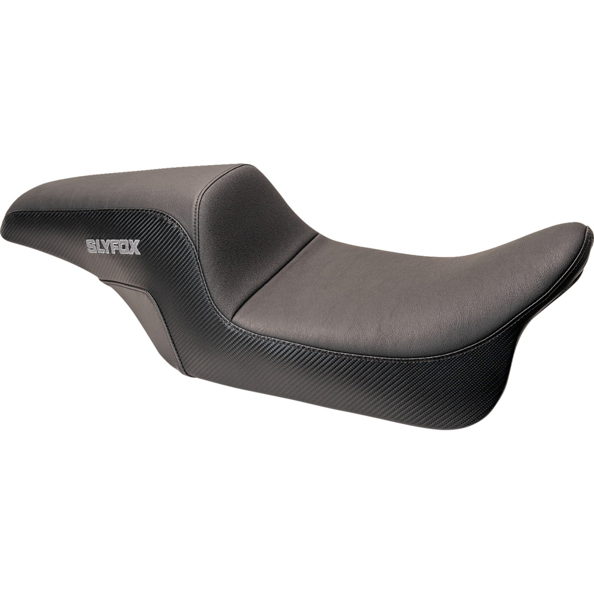 Slyfox The Drifter Seat Gray Logo Smooth Vinyl Carbon Fiber For Harley Touring 1997-2007