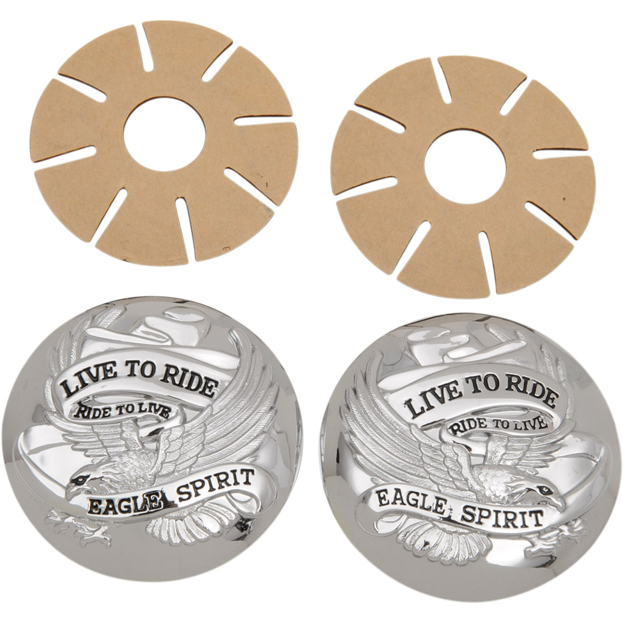 DRAG SPECIALTIES DS-390126 "Live to Ride" Gas Cap Covers chrome