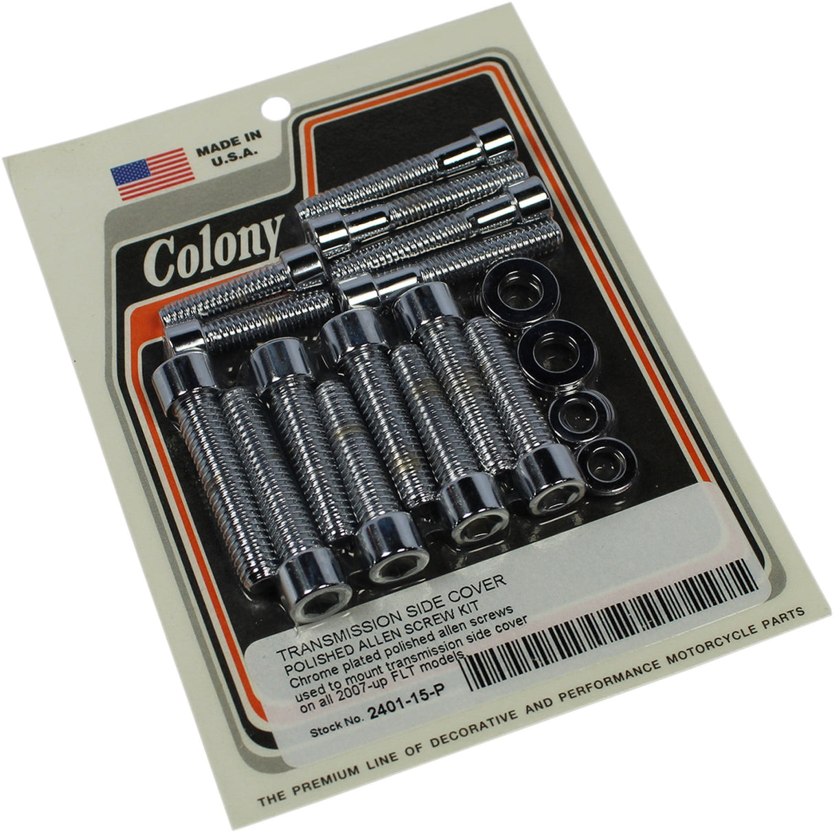 Colony Transmission Side Cover Bolt Kit Stock-Head - 2401-15-P For Harley Touring 2007-2016