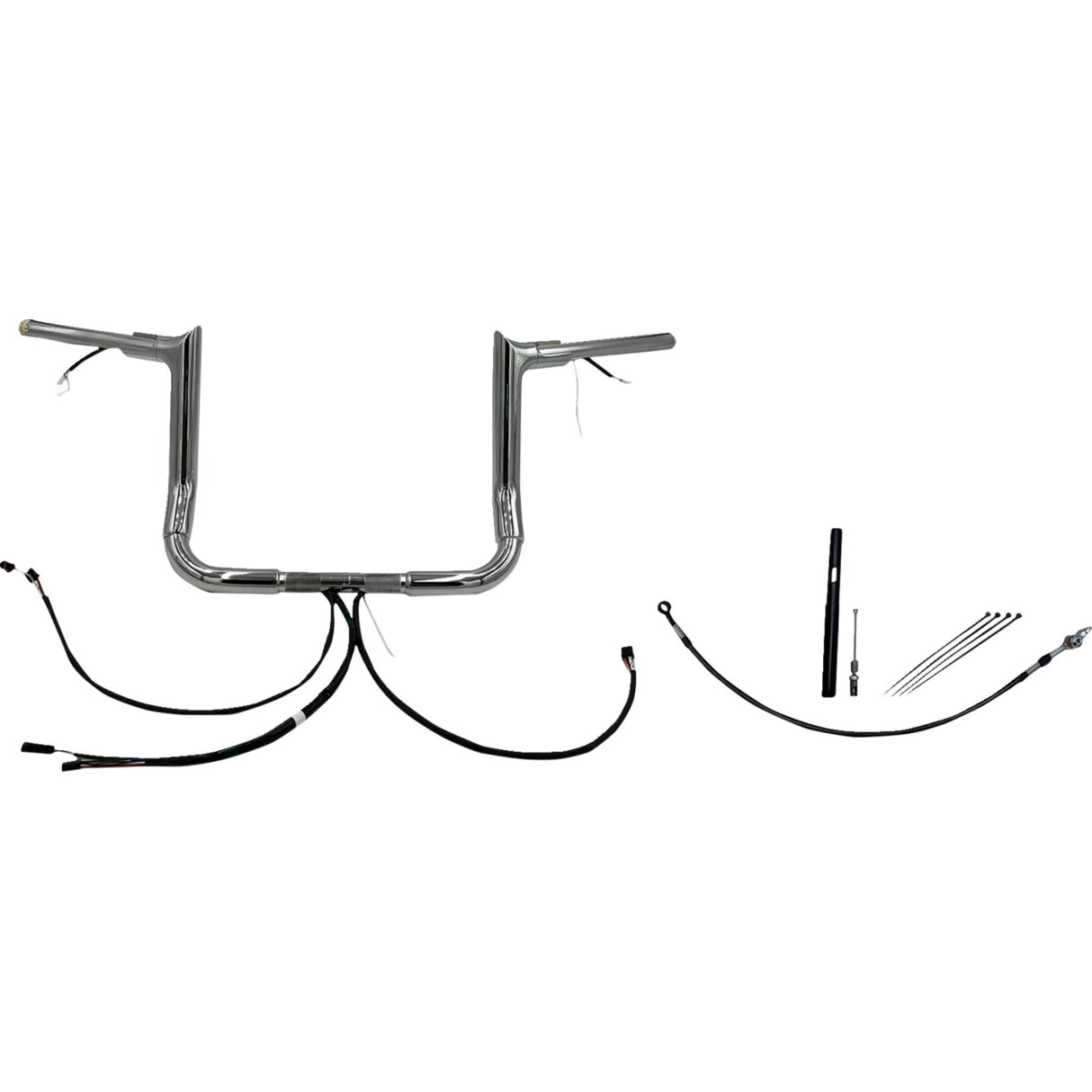 FAT Baggers INC. EZ Install Wired 1-1/2" Pointed Top Handlebar Kit 12" Chrome - 812012 For Harley Touring 2021-2022