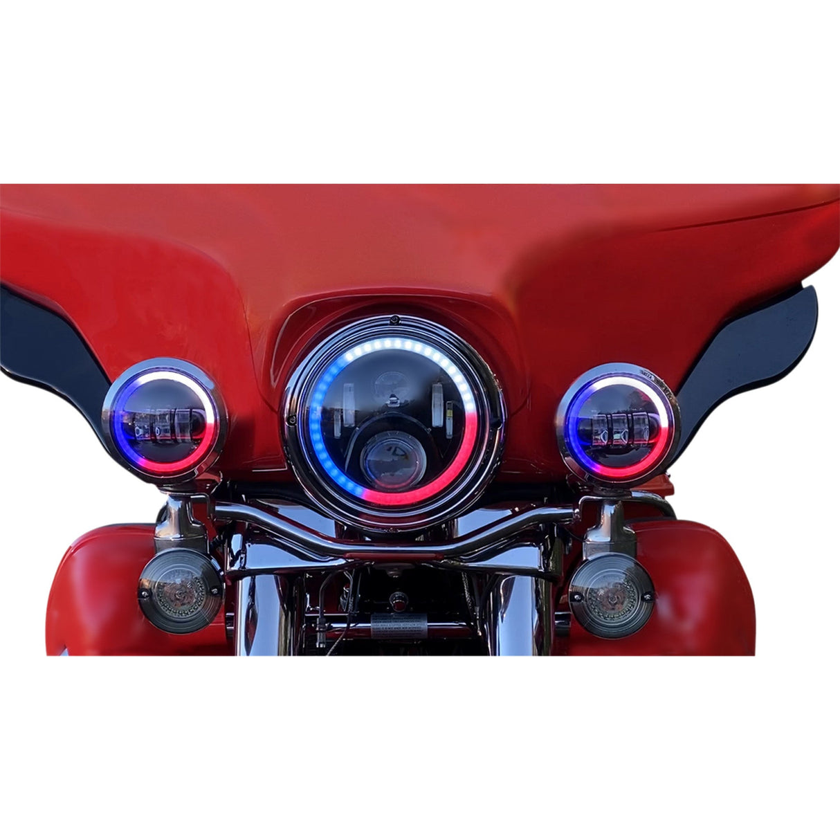 Custom Dynamics ProGLOW™ 4-1/2" Passing Lamps With Color Changing Halos Black - PG-45-B For Harley Motorcycles 1979-2025