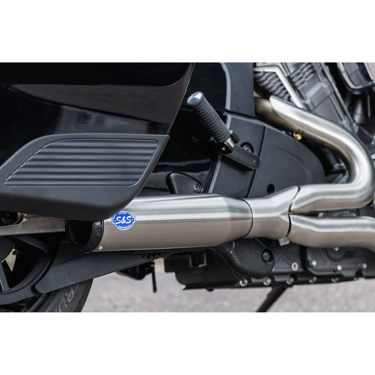 S&S Cycle 2-Into-1 Qualifier Exhaust System 50-State Brushed Stainless Steel - 550-1083 For Indian Challenger 2020-2023