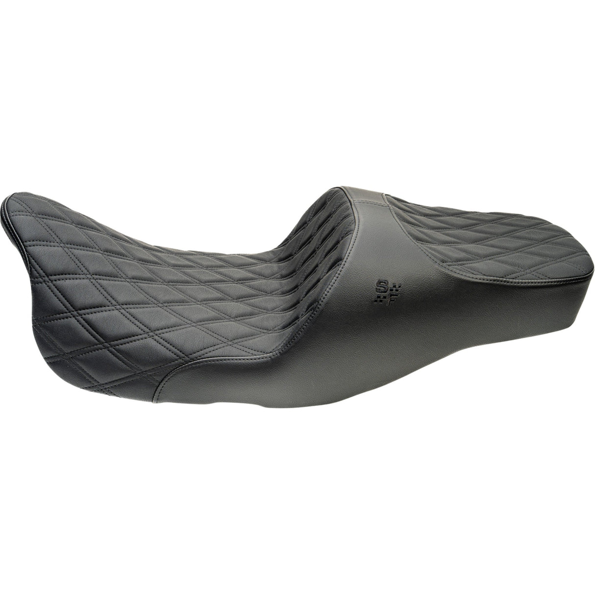 Slyfox Chariot Seat Black Double Diamond Stitch Black Logo FLH FLT - 4729C For Harley Touring 2023-2026