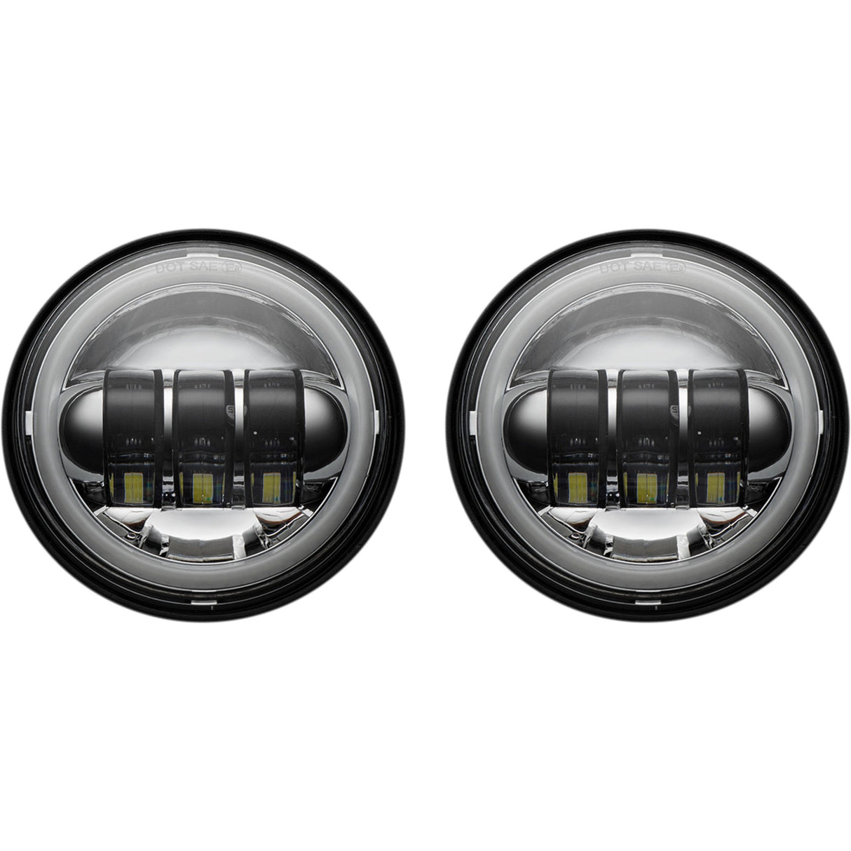 Custom Dynamics ProGLOW™ 4-1/2" Passing Lamps With Color Changing Halos Chrome - PG-45-C For Harley Motorcycles 1979-2025