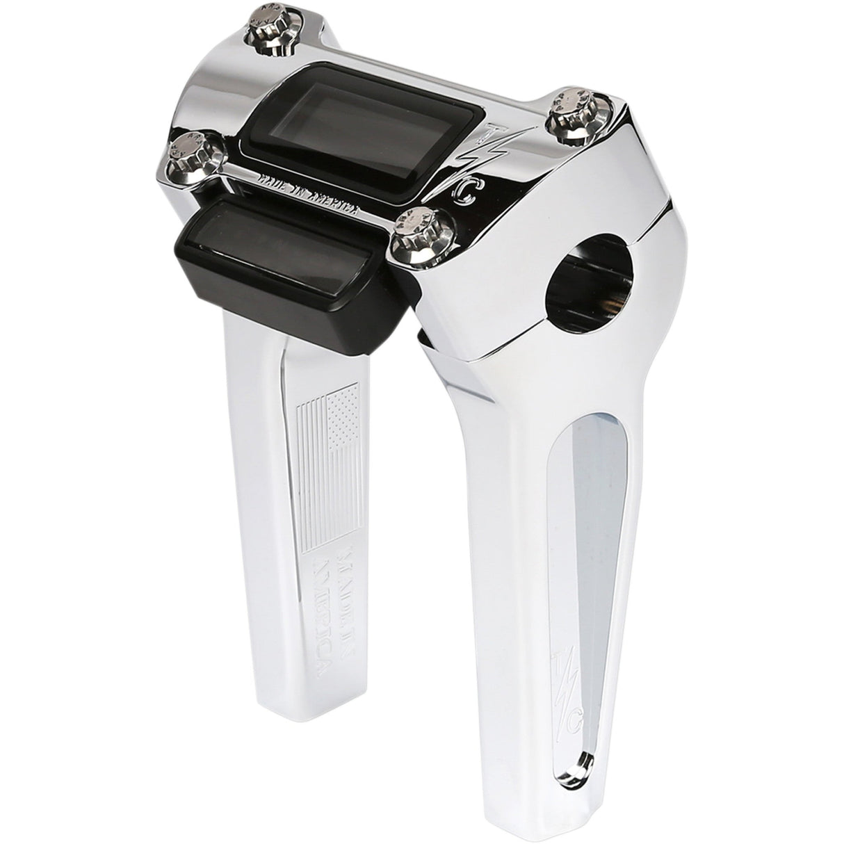 Thrashin Supply CO. Handlebar Risers Straight 6" Gauge Cutout Chrome - TSC-6025-3 For Harley Softail 2018-2025
