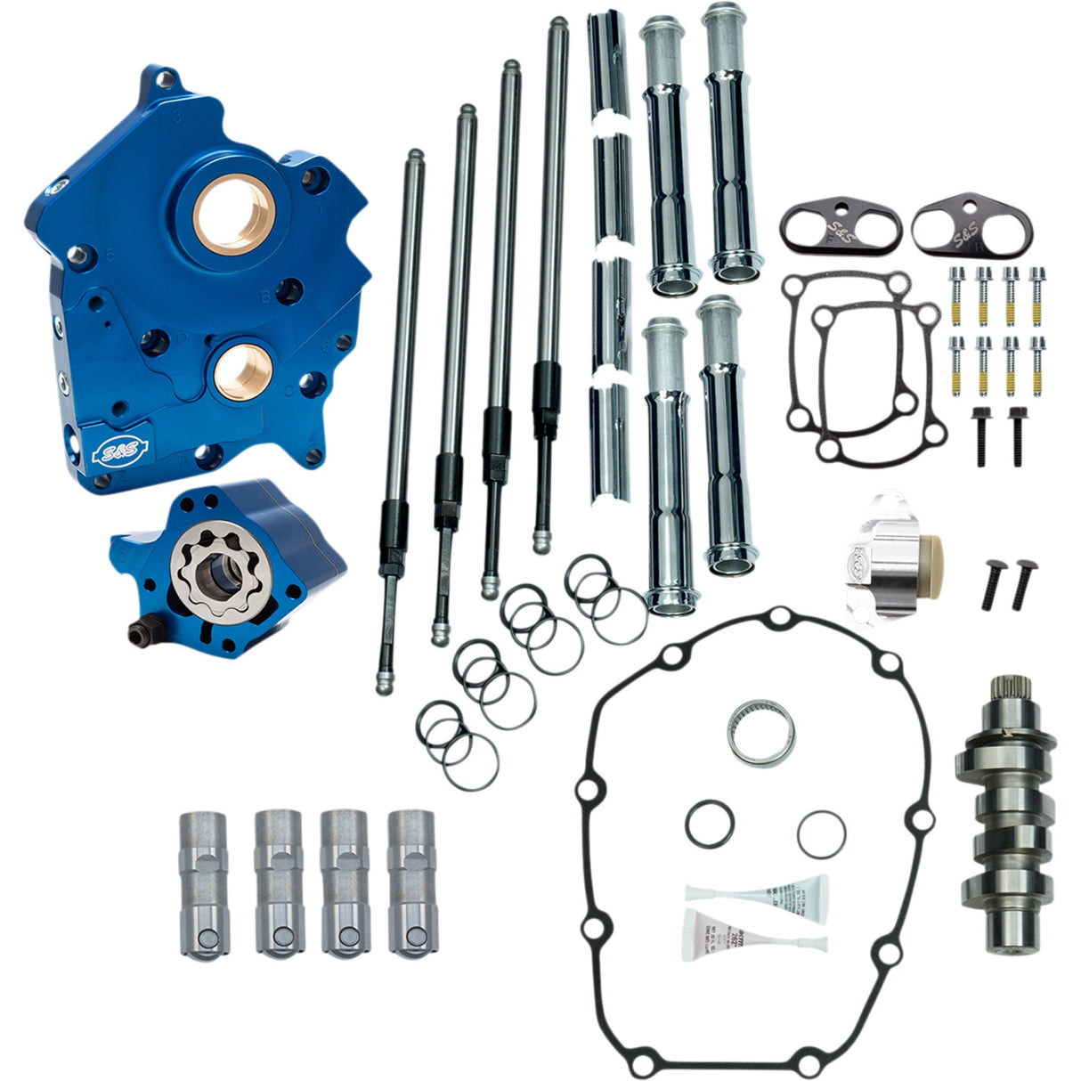S&S CYCLE 0925-1656 310-1003C Cam Chest Kit for M8 Cam Chest Kit - Oil Cooled - Chain Drive - 465 Cam - Chrome Pushrod Tubes - M8