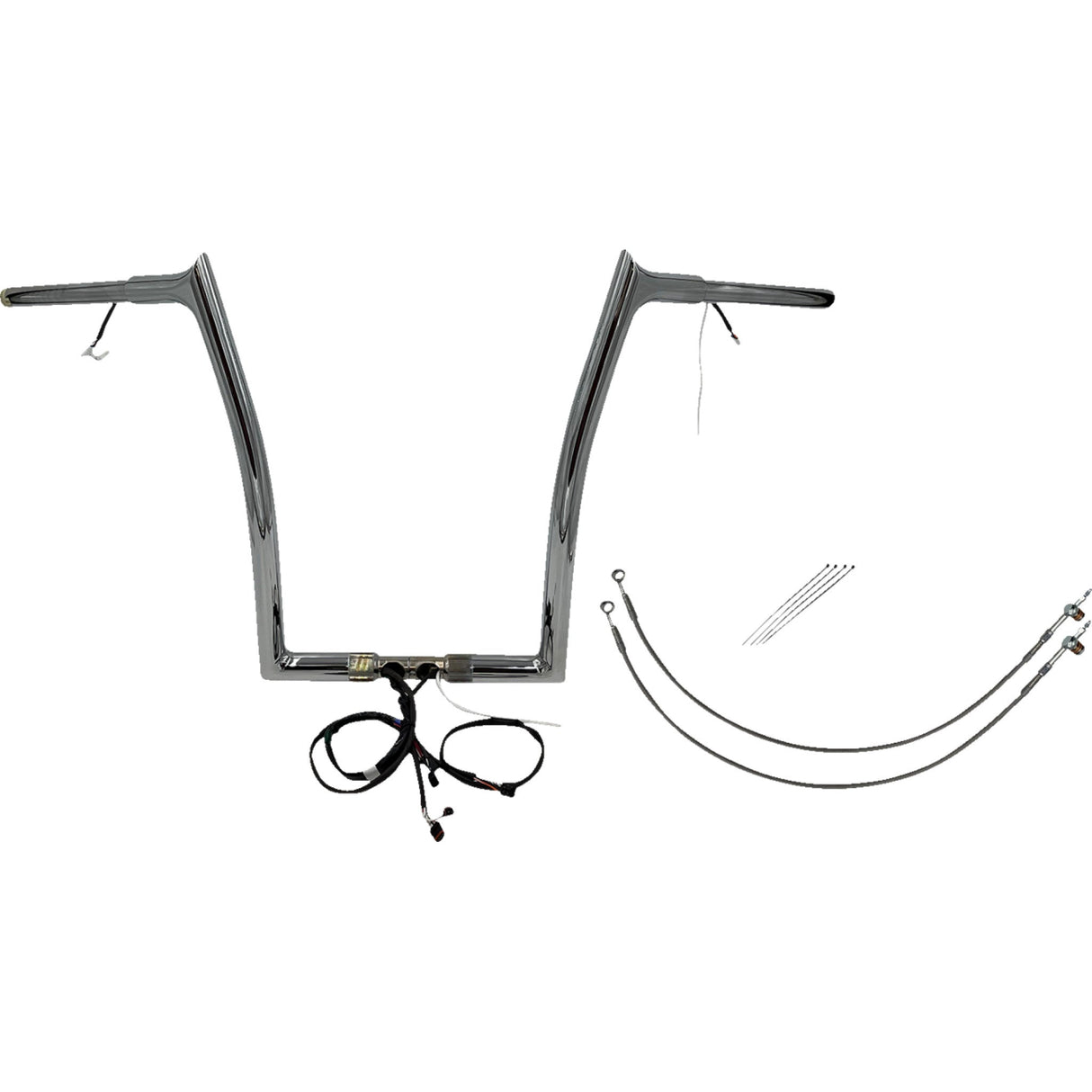 FAT Baggers INC. EZ Install Wired 1-1/4" Pointed Top Handlebar Kit 16" Chrome - 901916 For Harley Road Glide 2015