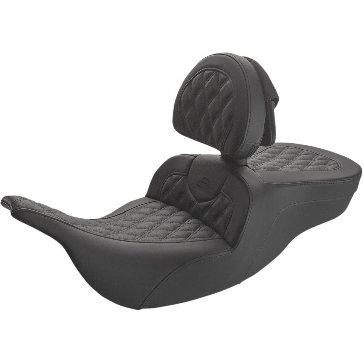 Saddlemen Roadsofa™ Lattice Stitched Seat With Driver Backrest Black - 897-07-182BR For Harley Touring 1997-2007