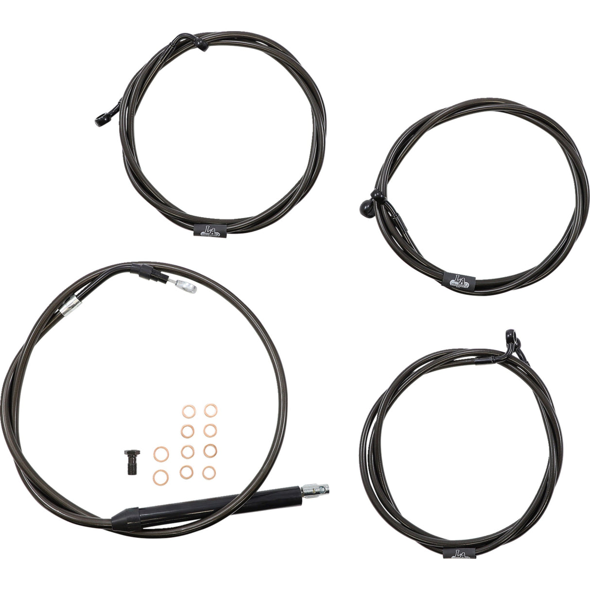 LA Choppers Standard Midnight Braided Handlebar Cable Brake Line Kit — Ape Hanger 15"-17" Ape Hangers - LA-8056KT-16M For Harley Touring 2021-2022
