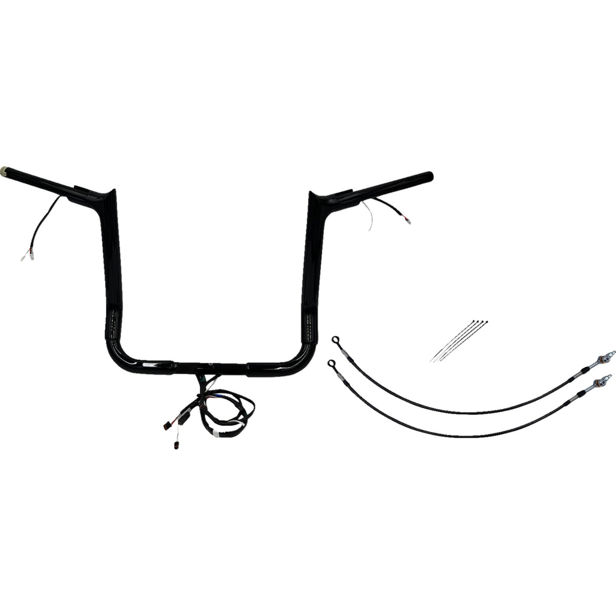 FAT Baggers INC. EZ Install Wired 1-1/2" Pointed Top Handlebar Kit 14" Black - 801214-B For Harley Touring 2014-2015