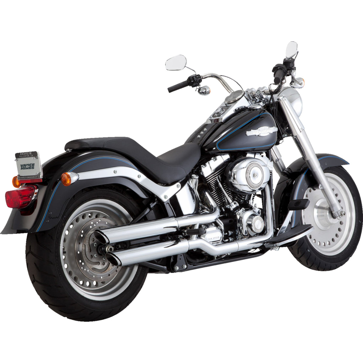 Vance & Hines Twin Slash 3" Slip-On Mufflers Chrome - 16844 For Harley Softail 2007-2009