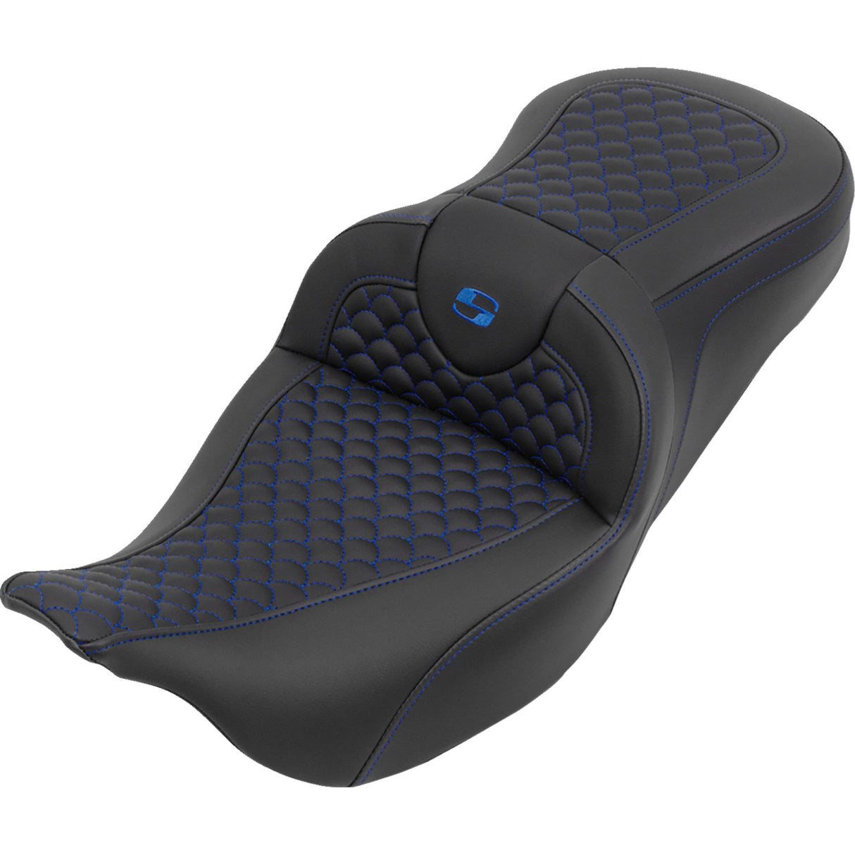 Saddlemen RoadSofa™ Seat Without Backrest Dragon Stitch Blue Stitch - 808-07B-20801 For Harley Touring 2008-2024