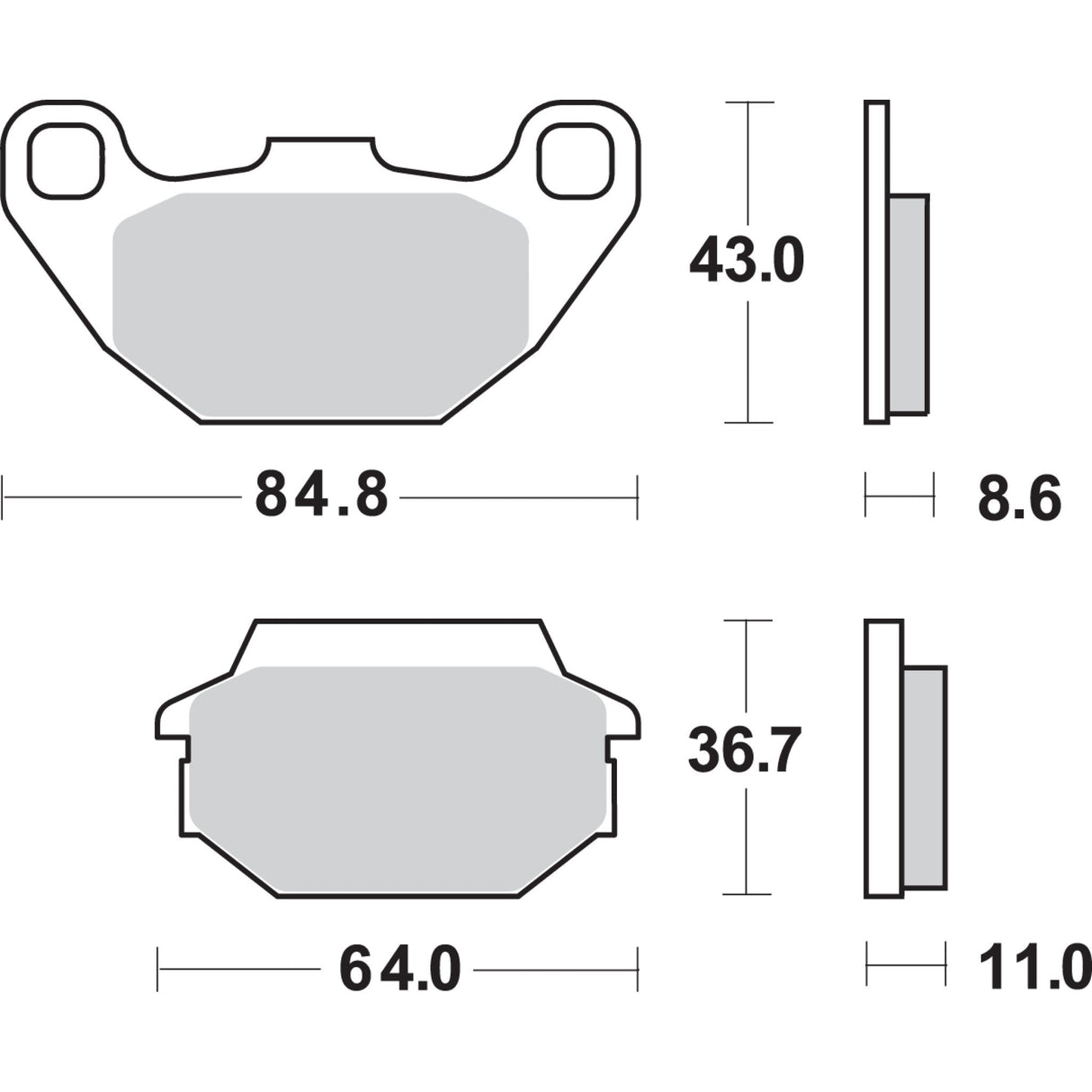 SBS HF Street Ceramic Organic Brake Pads - 749HF For Kymco ATV/UTV Models 2002-2010 | SYM 125 / 200 2004-2012