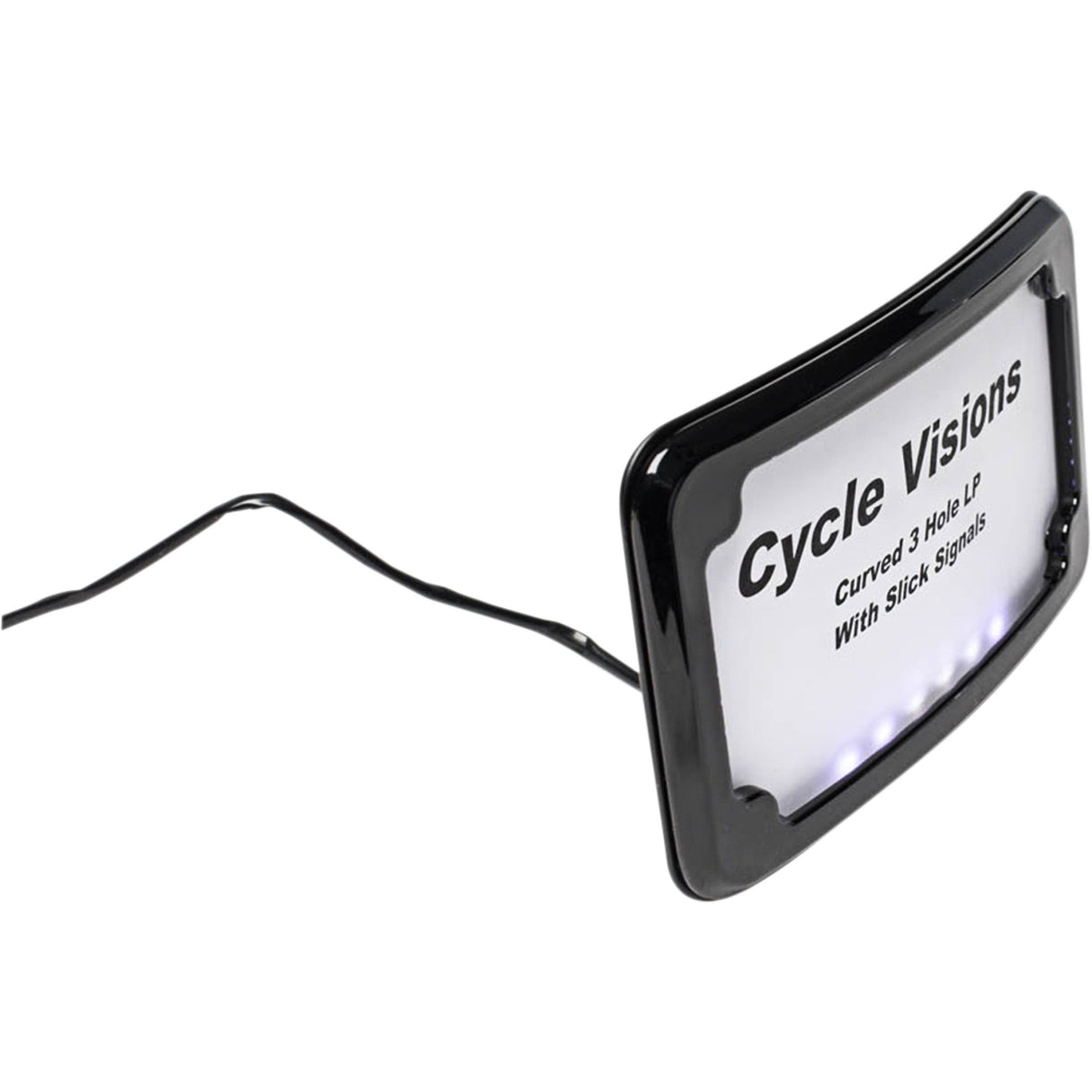 CYCLE VISIONS 2030-1271 CV4641B 3-Hole Mounted LED Lighted License Plate Frame License Plate Frame - Black