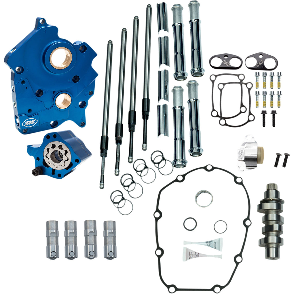 S&S CYCLE 0925-1353 310-0999B Cam Chest Kit for M8 - Cam Chest Kit with Plate - Chain Drive - Water Cooled - 465 Cam - Chrome Pushrods - M8