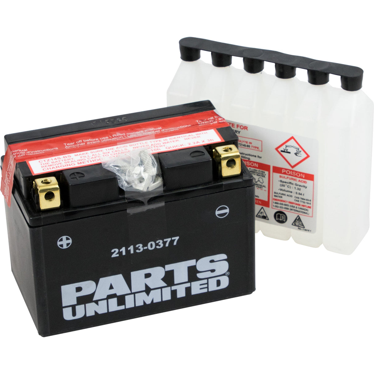 Parts Unlimited AGM Maintenance-Free Battery YTZ14S-BS For Honda Motorcycles 1985-2020 | BMW R1200GS Adventure 2009-2017 | Kawasaki Concours 2014-2015