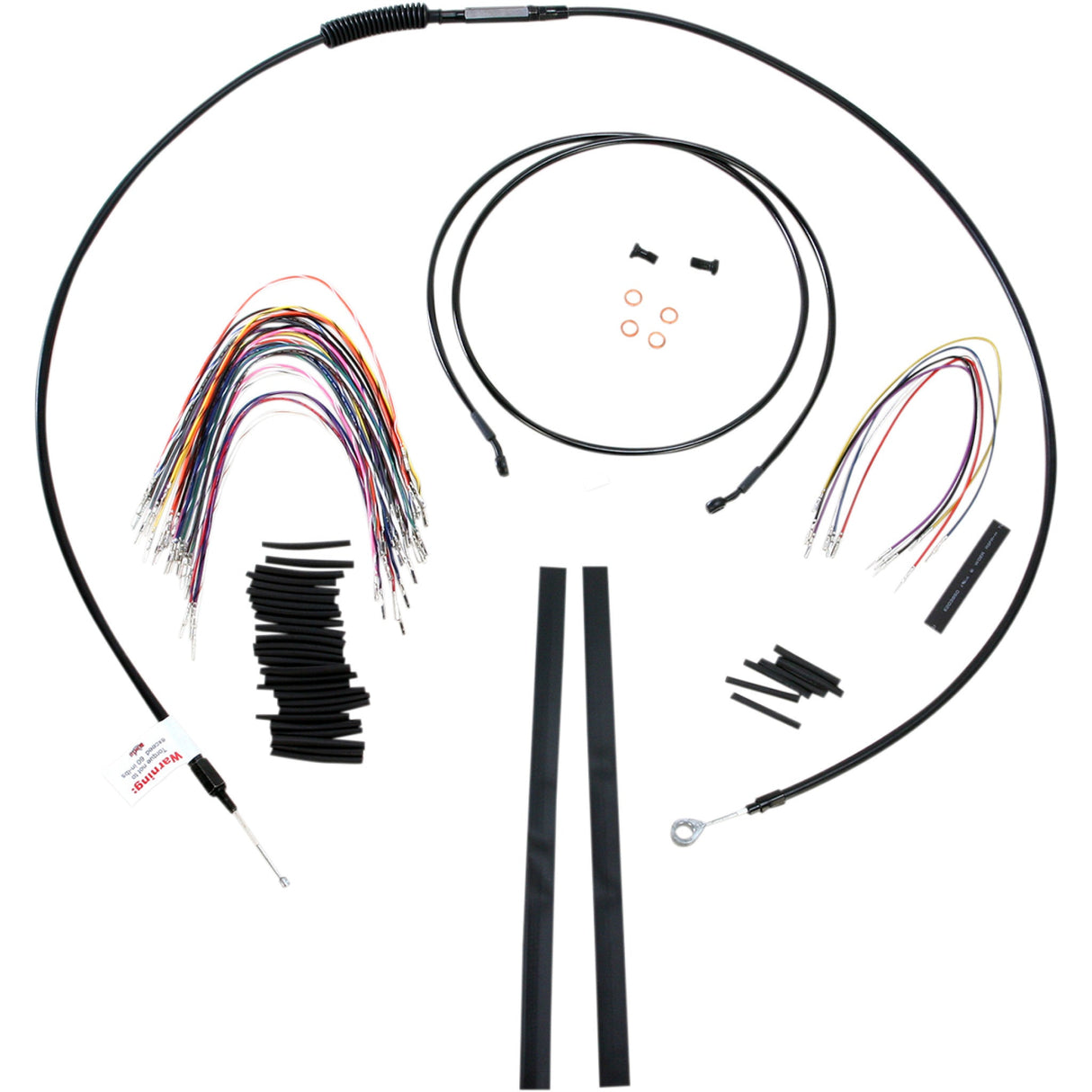 Burly Brand Complete Black Vinyl Handlebar Cable Line Kit For Ape Hangers 15" - B30-1100 For Harley Touring 2008-2013