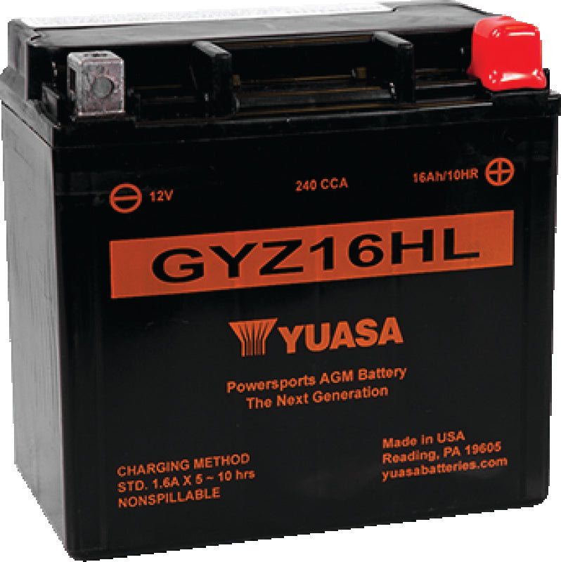 Yuasa Battery GYZ16HL High Performance Maintenance Free AGM 12-Volt Battery - YUAM716GHL For Harley Sportster 2009-2021