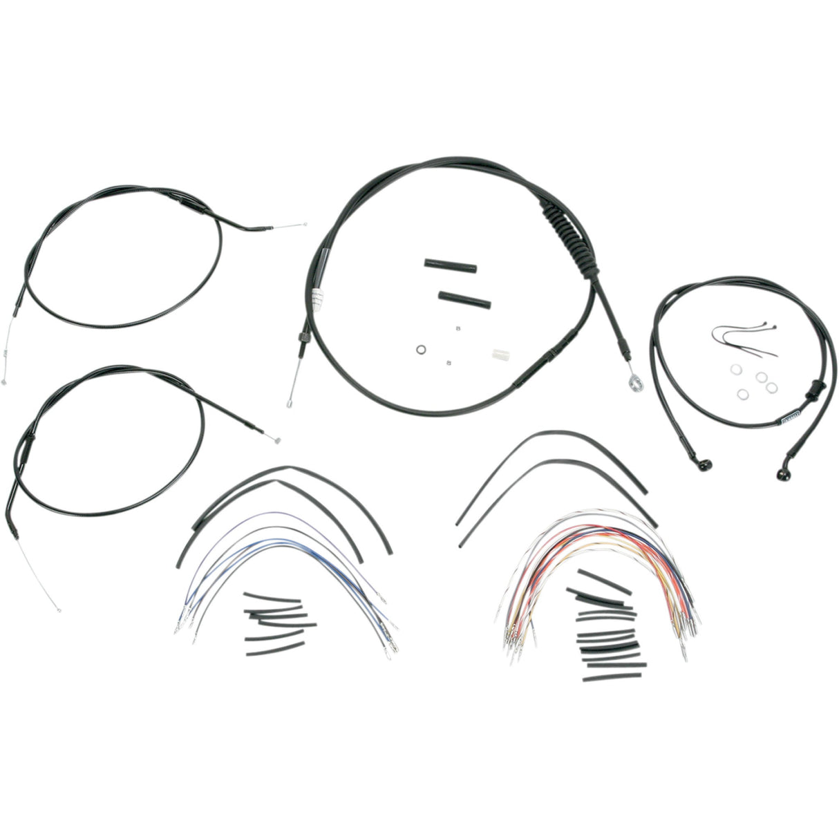 Burly Brand Complete Black Vinyl Handlebar Cable Line Kit For Ape Hangers 12" - B30-1007 For Harley Sportster 2004-2006