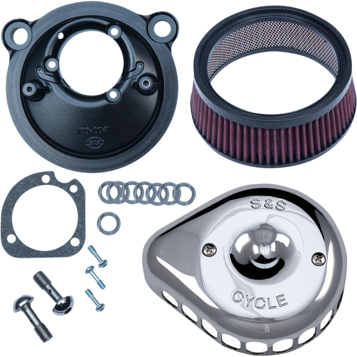 S&S Cycle Mini Teardrop Stealth Air Cleaner Kit Chrome - 170-0439C For Harley Sportster 2007-2022