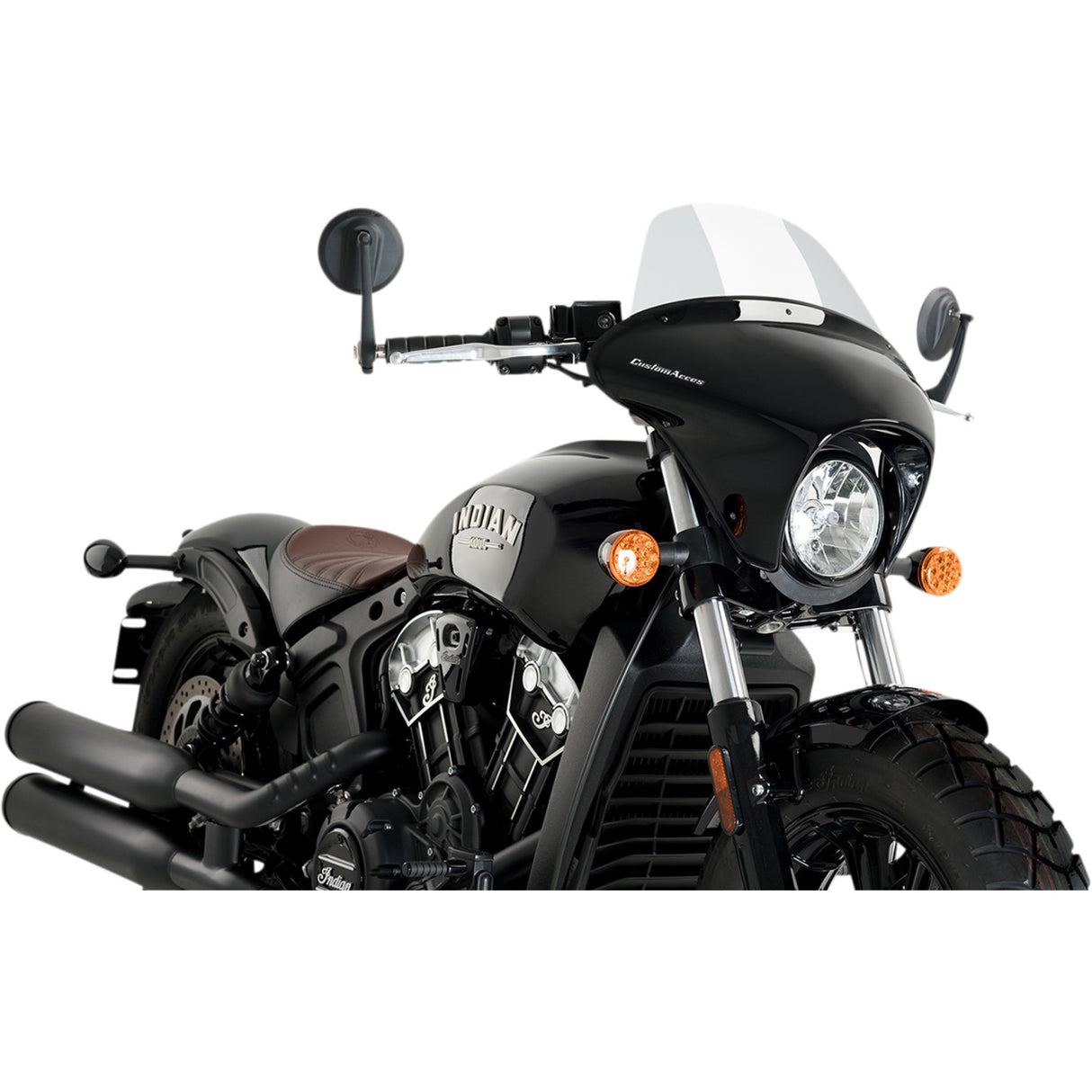 Puig HI-Tech Parts Custom Access Batwing SML Fairing Long Screen Bobber - 21074W For Indian Scout Bobber 2018-2025