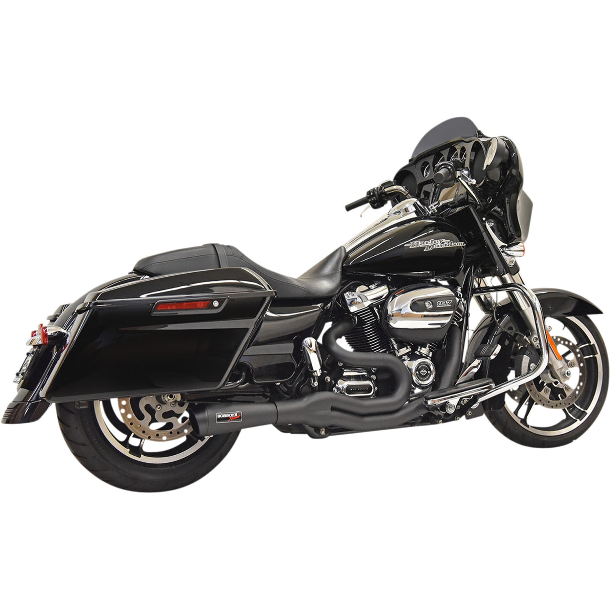 Bassani Xhaust Road Rage II 2-Into-1 Mid-Length Exhaust System Black - 1F72B For Harley Touring 2017-2026