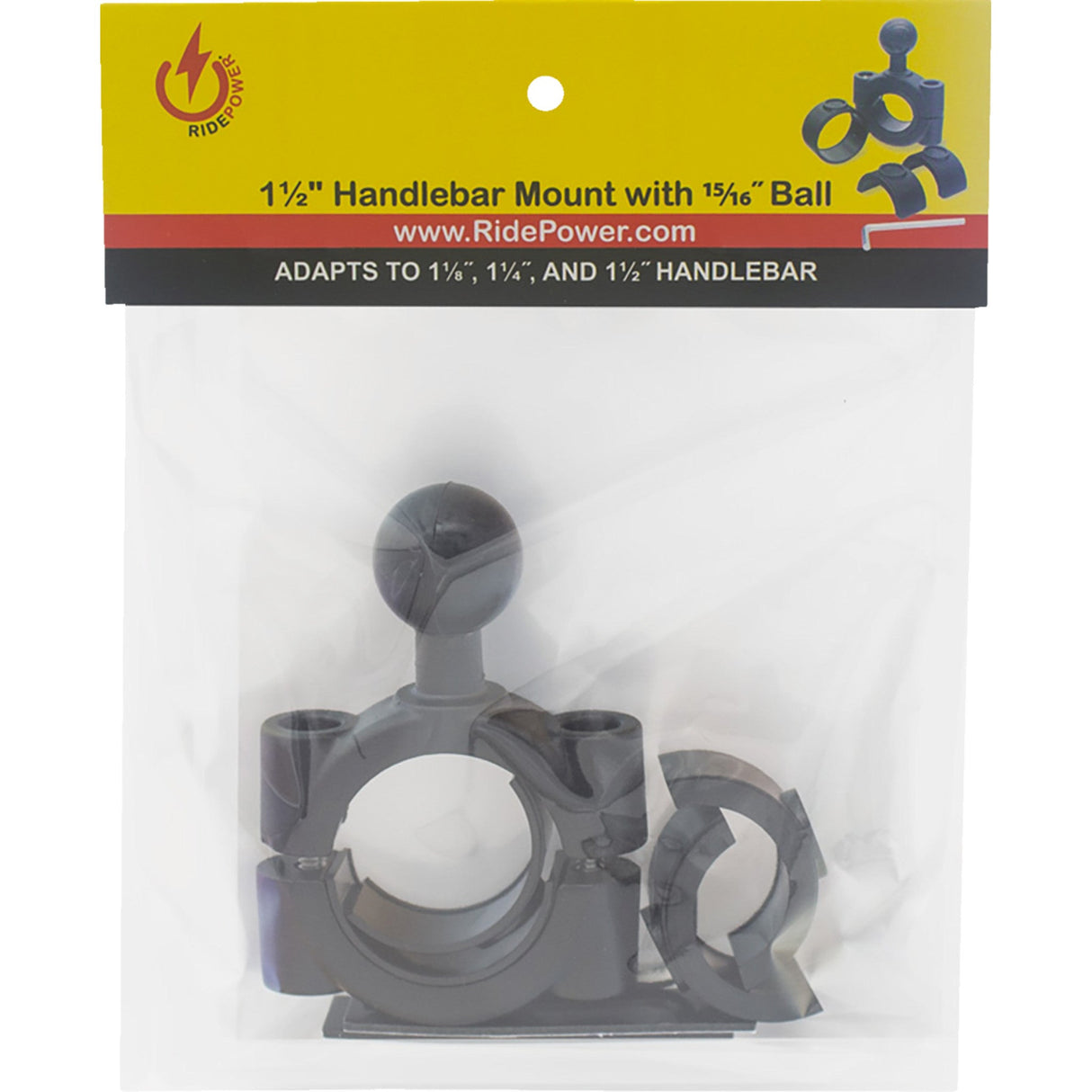 RIDEPOWER 0636-0511 RPHANDLEBARAD15 Ball Mount Adapter Mount handlebar mount - 1-1/2"