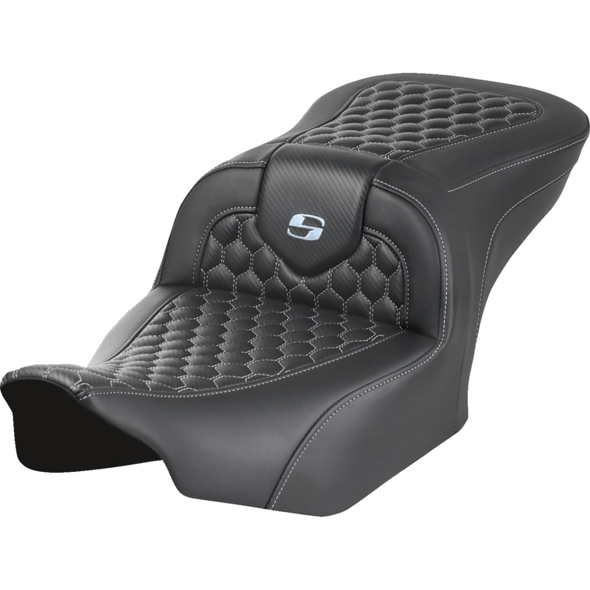 Saddlemen Honeycomb Roadsofa™ Seat Without Backrest Honeycomb Silver Stitch - 823-07-18905 For Harley Touring 2023-2026