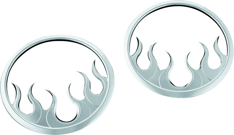 Kuryakyn Flame Speaker Grills Chrome - 7374 For Harley Touring 2014-2021