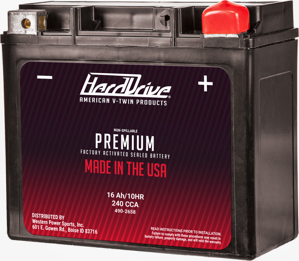 Harddrive Premium Battery GYZ16HL YTX14L CCA 240 - HRDM716GH For Harley Sportster 2004-2018