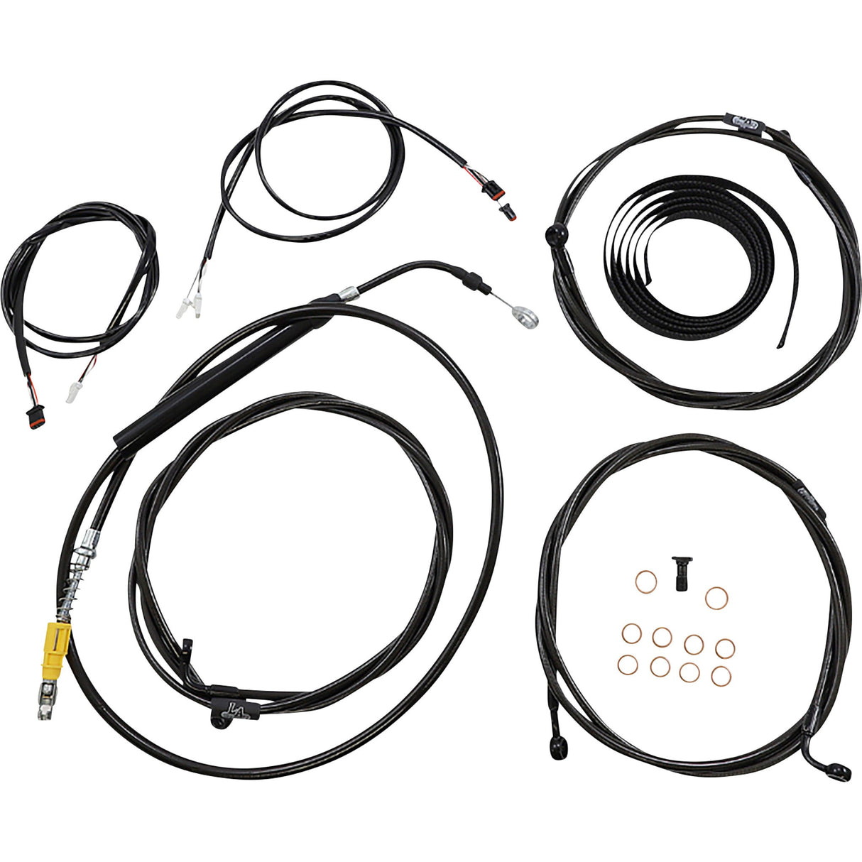 LA Choppers Complete Plug-And-Play Cable Kit 15" 17" Handlebars ABS Black - LA-8058KT3-16B For Harley Touring 2021-2022