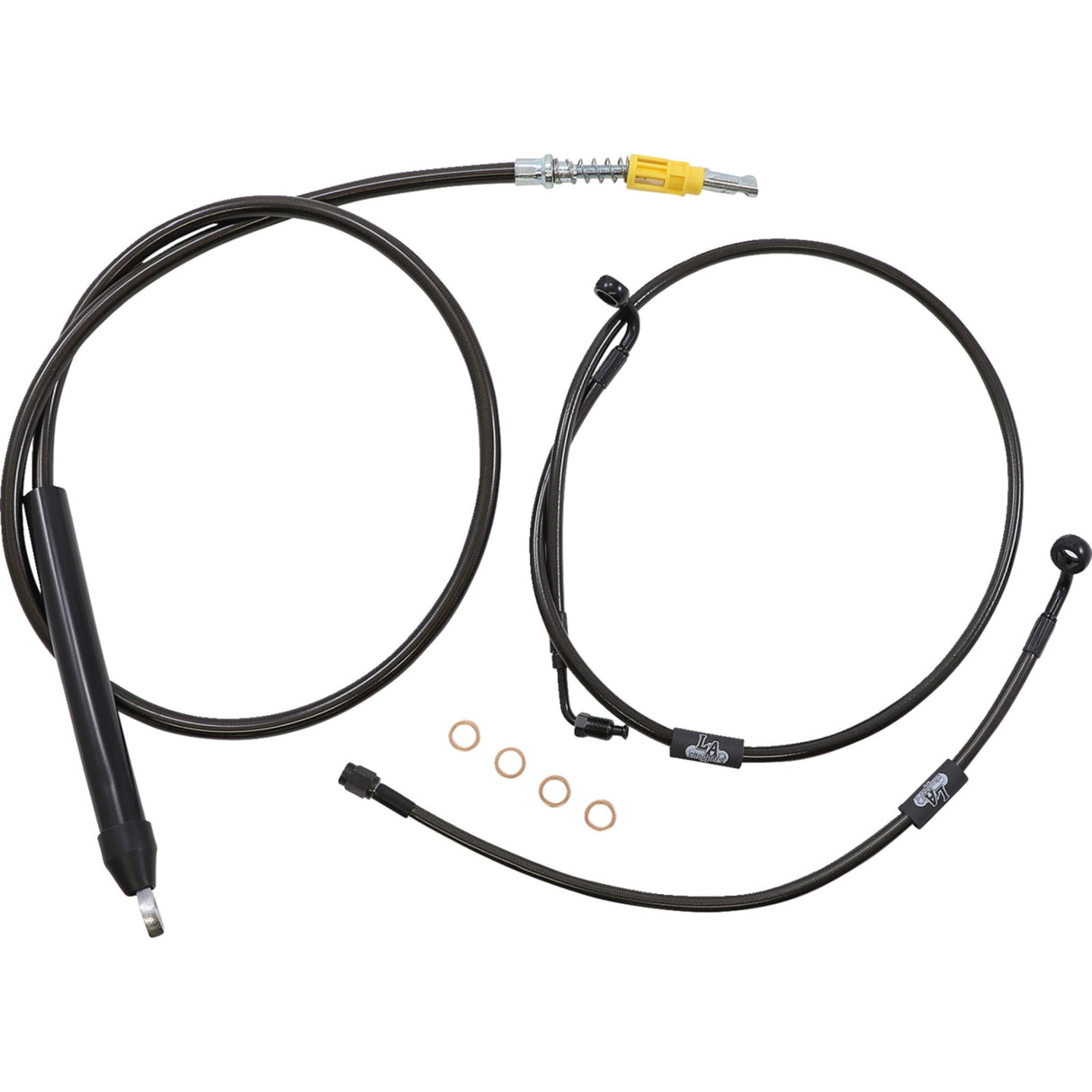 LA Choppers Standard Midnight Braided Handlebar Cable Brake Line Kit — Ape Hanger 18"-20" Ape Hangers - LA-8155KT-19M For Harley Softail 2018-2022