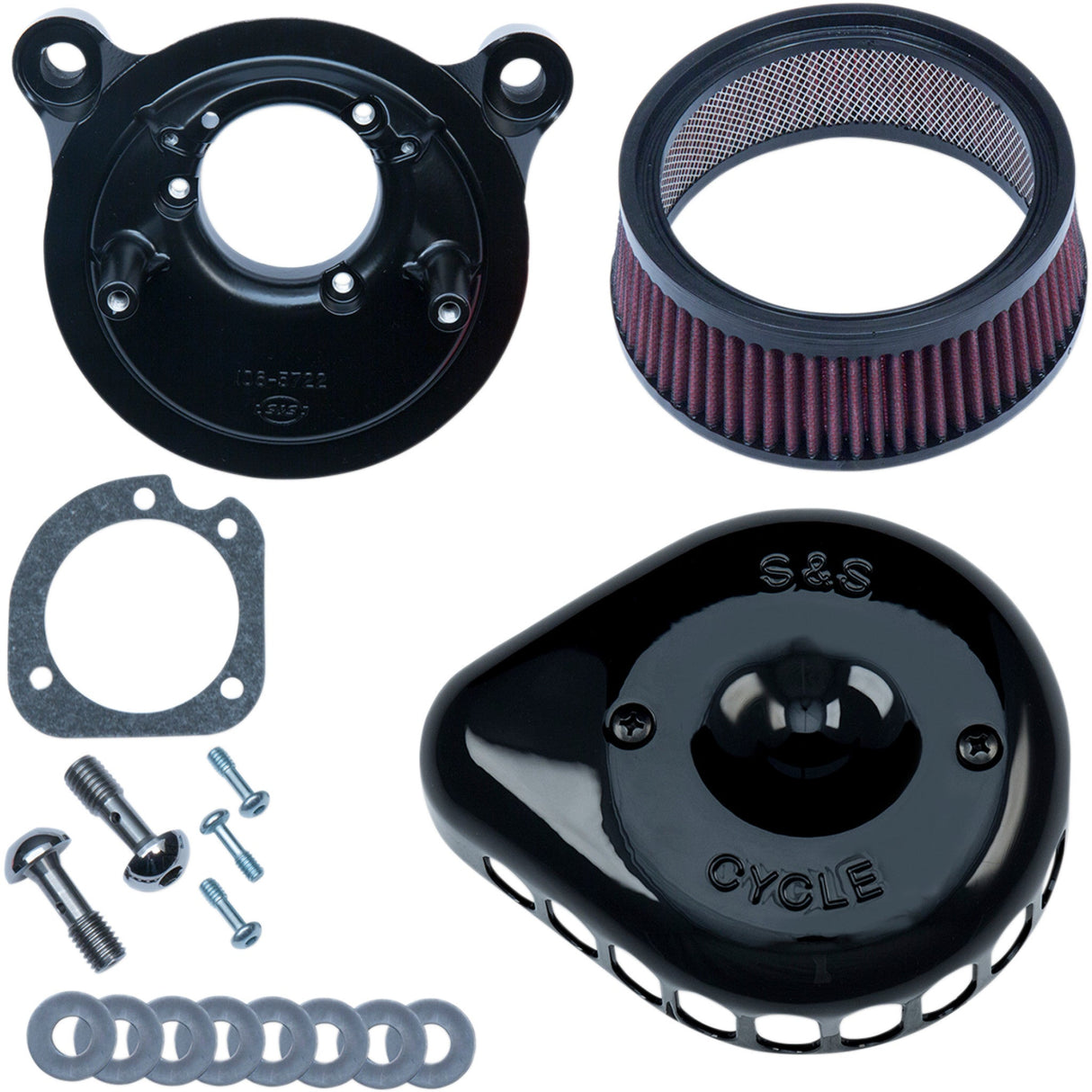 S&S Cycle Mini Teardrop Stealth Air Cleaner Kit Gloss Black - 170-0442 For Harley Motorcycles 2001-2017