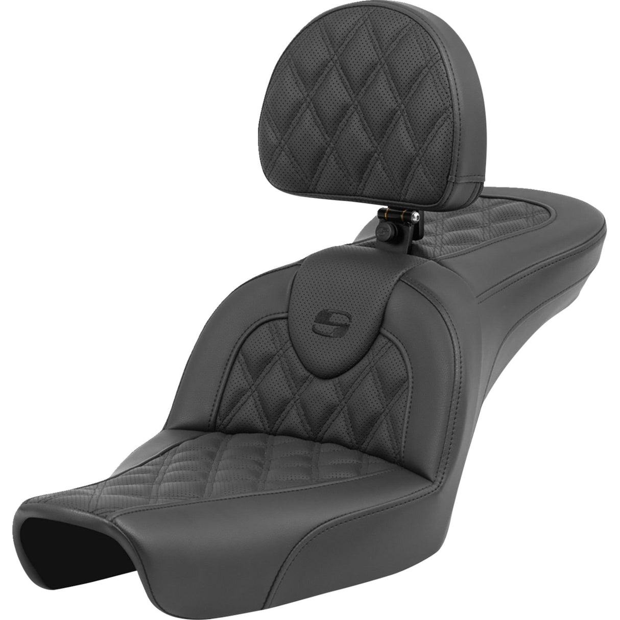 Saddlemen Roadsofa™ Lattice Stitch Seat With Backrest - 896-04-182BR For Harley Dyna 1996-2003