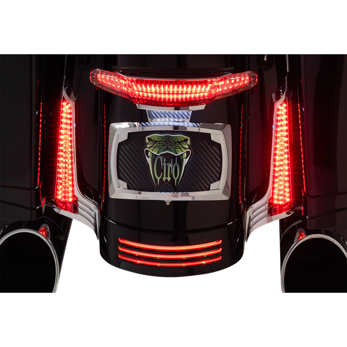 Ciro Filler Panel Lights Smoke Lens Red LEDs Chrome - 40045 For Harley Touring 2006-2026