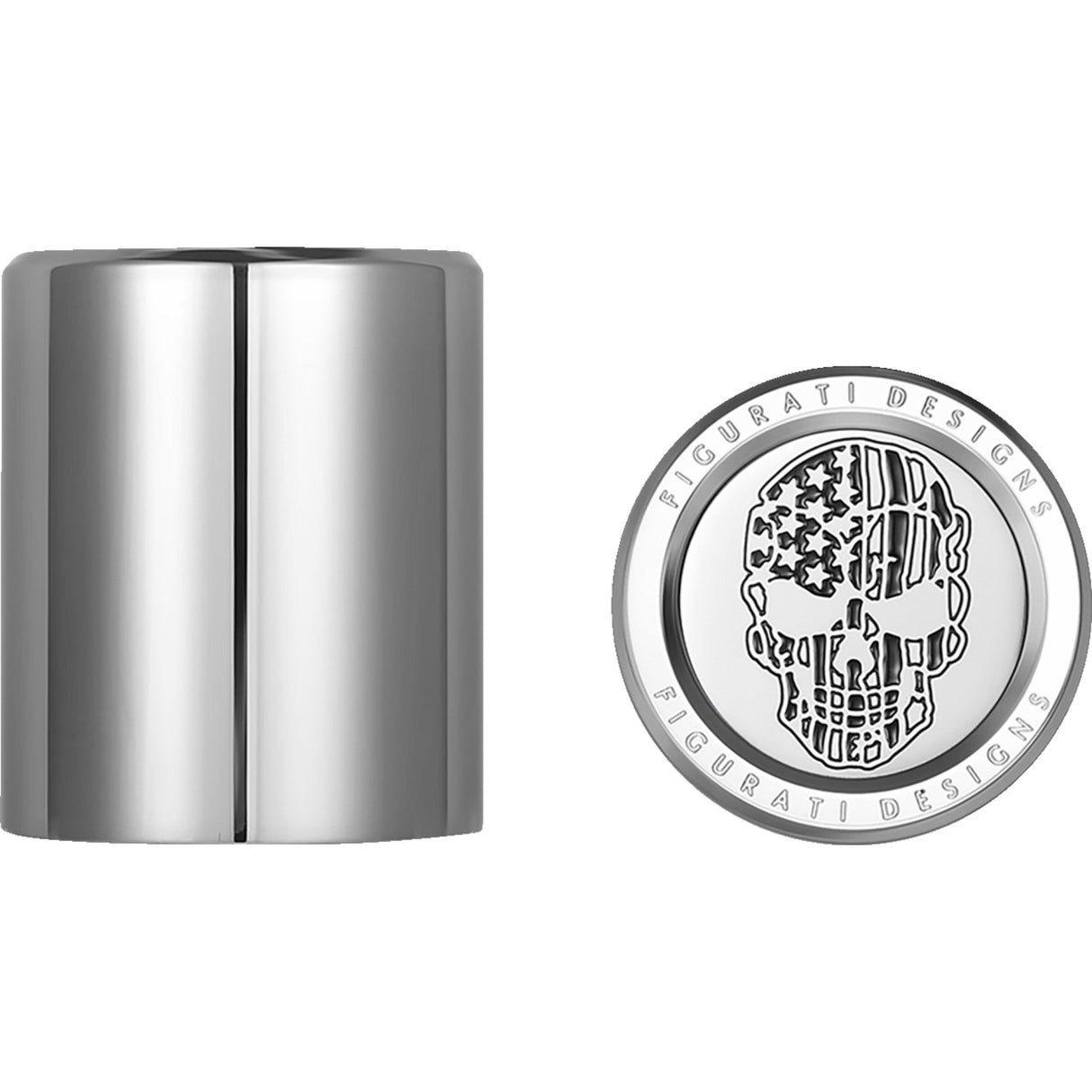 FIGURATI DESIGNS 3550-0355 FD27-DC-2730-SS Docking Covers american flag skull - contrast cut - silver
