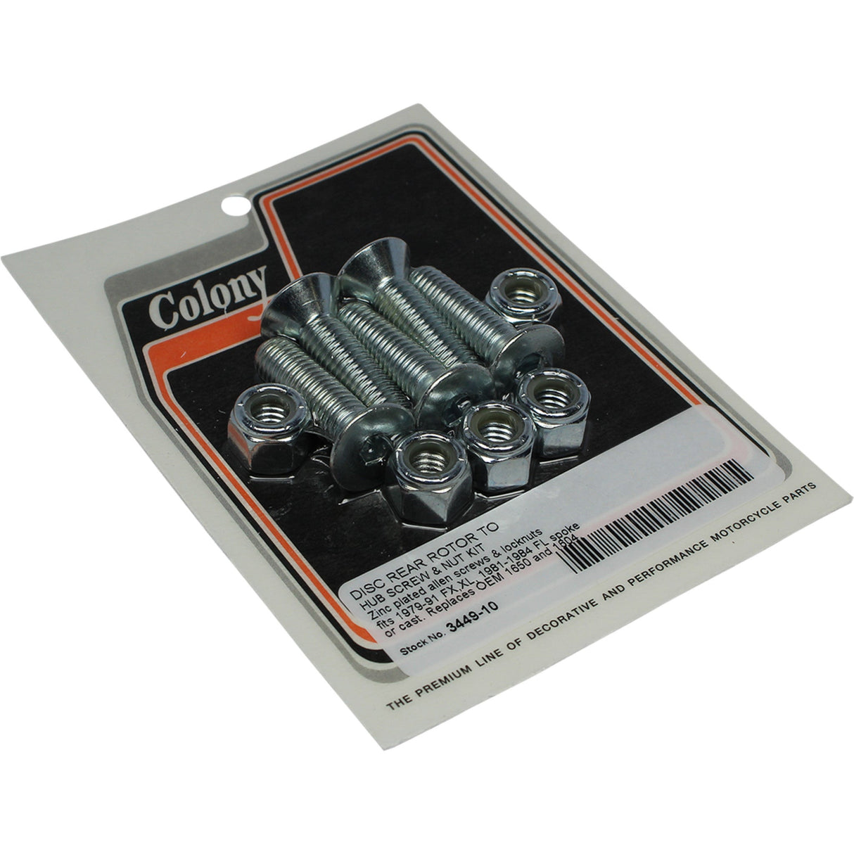 COLONY 1710-3959 3449-10 Disc Rear Rotor to Hub Screw and Nut Kit Brake Rotor Screw and Nut Kit