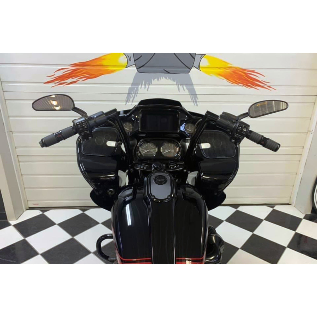 FAT Baggers INC. 1-1/4" EZ Install Flat Top Handlebar 12" Black - 706012-B For Harley Road Glide 2015-2022
