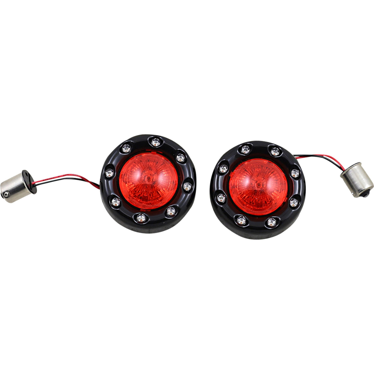 CUSTOM DYNAMICS 2020-1935 PB-BR-RR 56-BR ProBEAM® Bullet Ringz™ 1156 Rear Turn Signals - Black - Red Lens