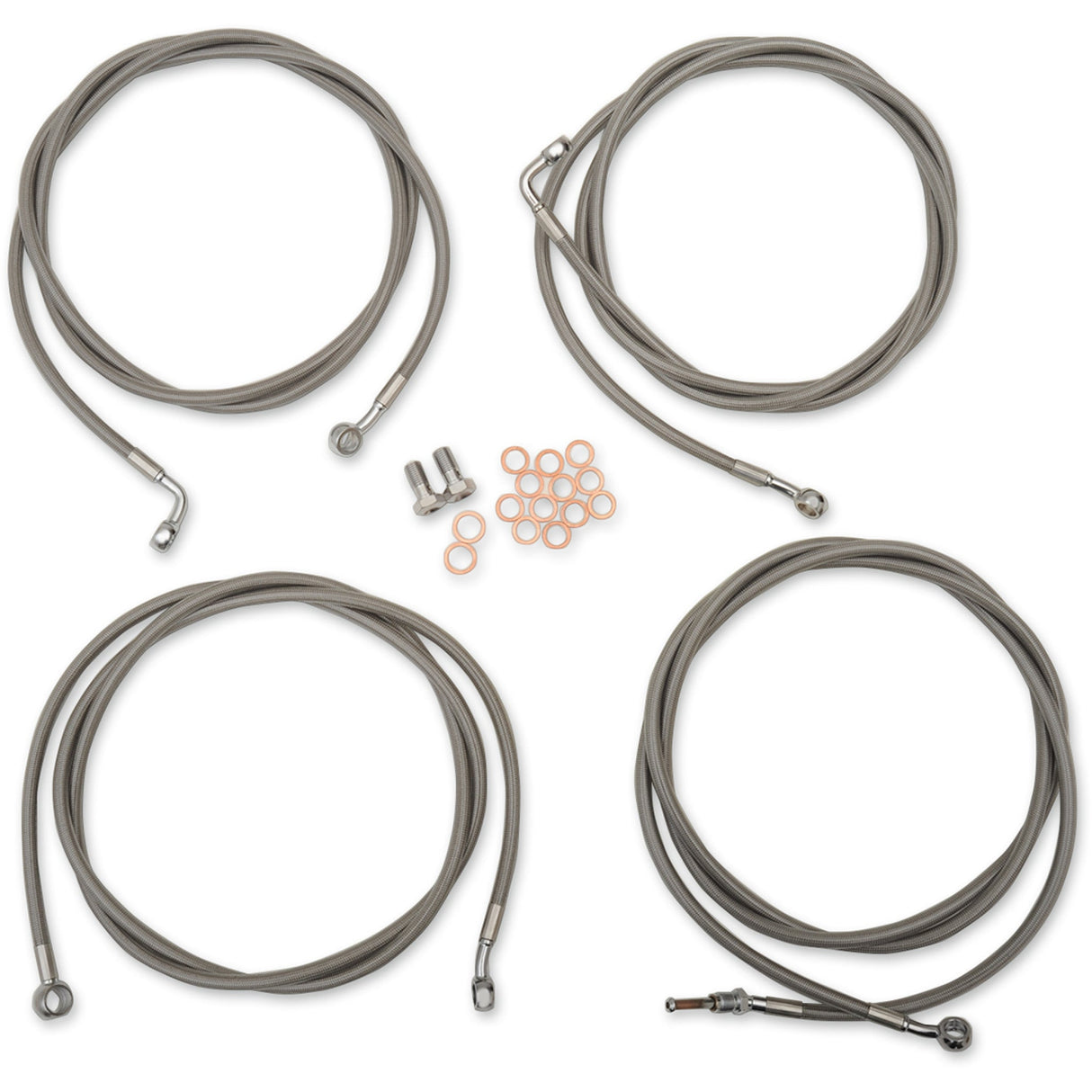 LA CHOPPERS 0610-1937 LA-8054KT-19 Standard Stainless Braided Handlebar Cable/Brake Line Kit - 18" - 20" Ape Hanger Handlebars - Stainless Steel