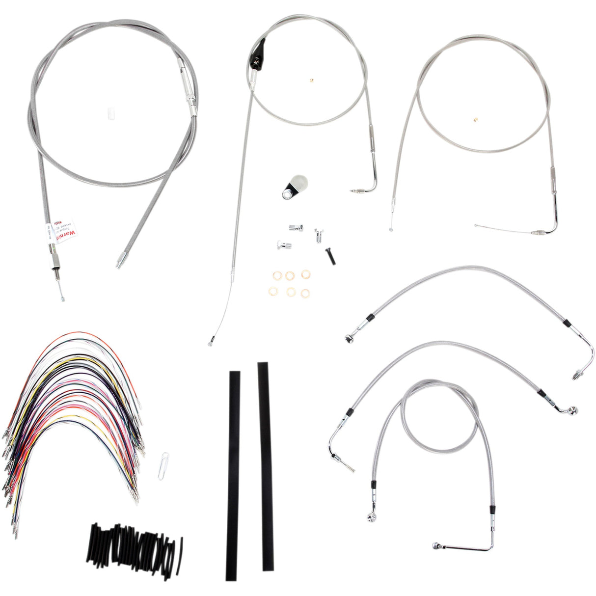 Burly Brand Complete Stainless Braided Handlebar Cable Brake Line Kit 16" Ape Hangers - B30-1083 For Harley Touring 2000-2006