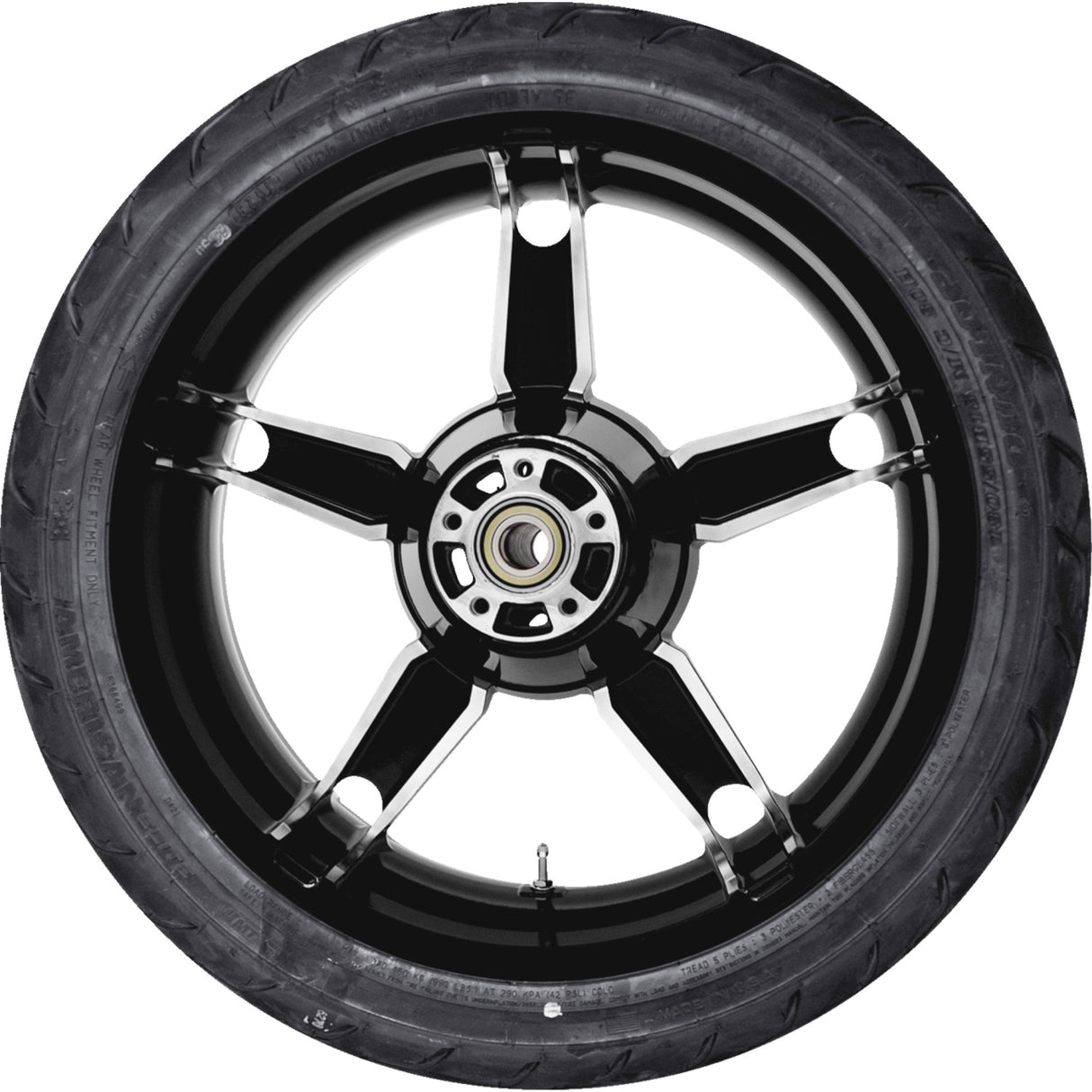 COASTAL MOTO 0336-0042 PKG2-DAY185BC-ABST Daytona Rear Wheel/Tire Combinations Daytona Rear Wheel - Black Cut (18") | Dunlop AE Tire (180/55B18)