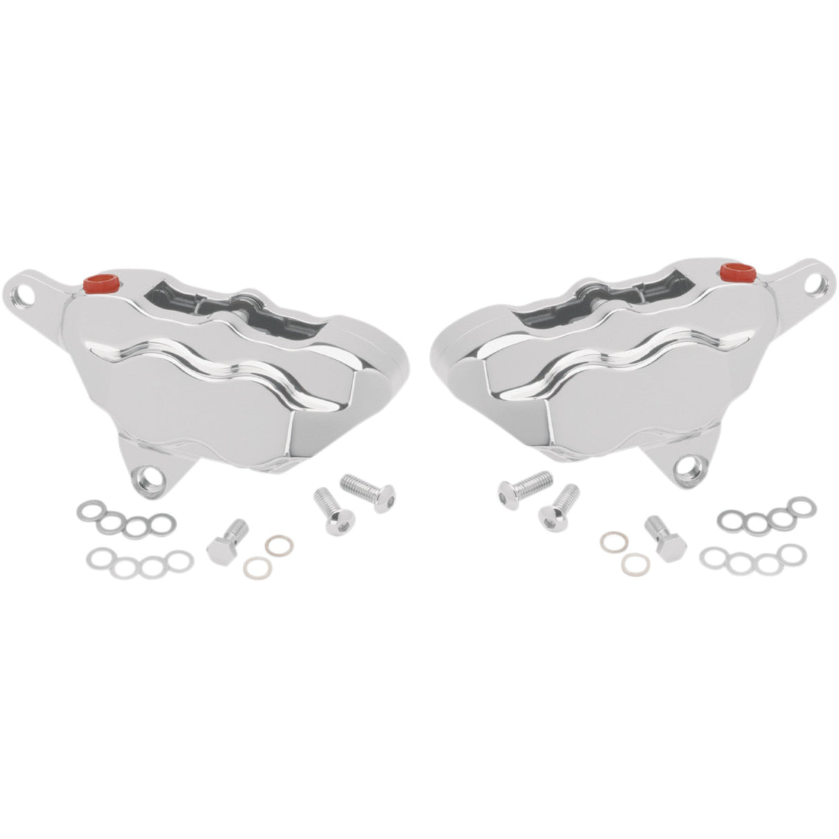 Hawg Halters 4-Piston Brake Caliper Dual Disc Front Chrome - FKDDCC550 For Harley Touring 1984-1999