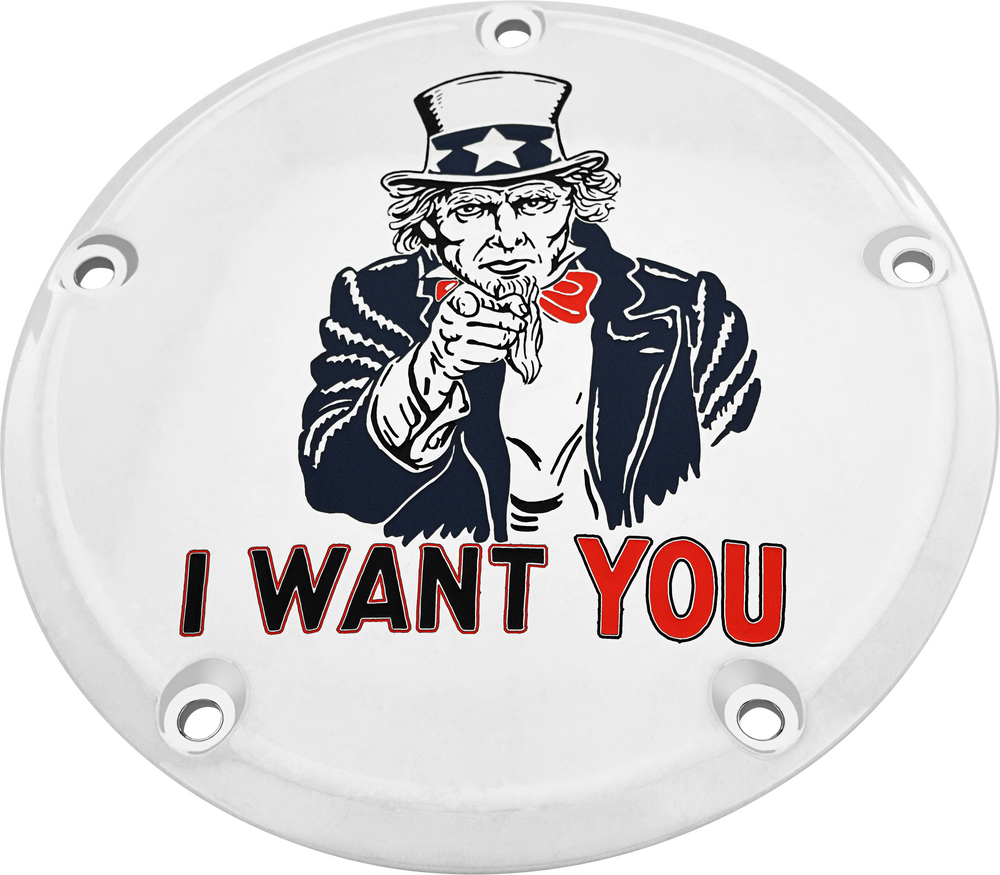 Custom Engraving 7 TC Derby Cover Uncle SAM Chrome - PATR10-12 For Harley Motorcycles 2007-2018